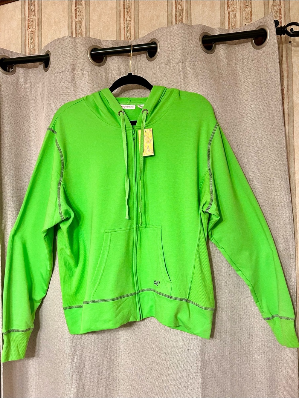 Lounging Lizards Women’s Zip-Up Hoodie Sweater in Bright Green New XL